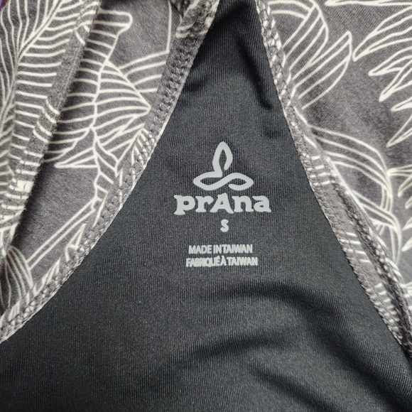 PrAna Ayla Racerback Tank Dress Black Fronds Print Stretch Knit - Picture 3 of 6